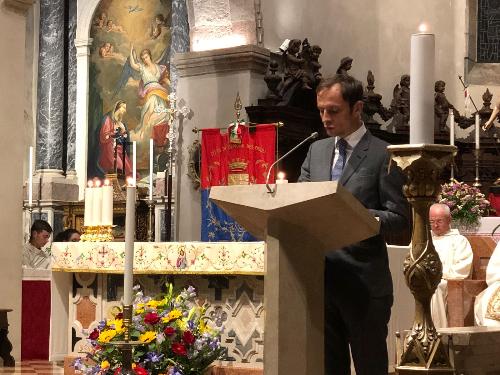 Massimiliano Fedriga (Presidente Regione Friuli Venezia Giulia) in Duomo in occasione della commemorazione del terremoto del 1976 - Gemona del Friuli 06/05/2018